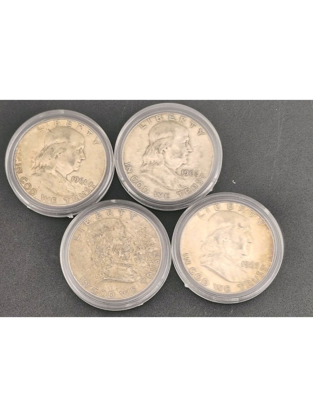 1960-1963 Franklin Silver Half Dollar 4-Coin Collector Lot - 90% Silver